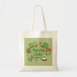 Bolsa Tote de Lona Estética "Matcha Girlie" - Verd