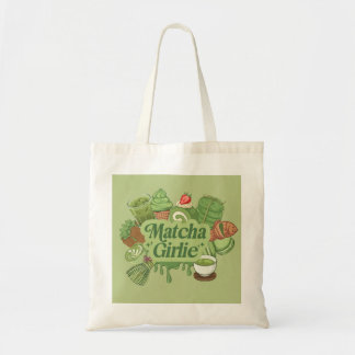 Bolsa Tote de Lona Estética "Matcha Girlie" - Verd