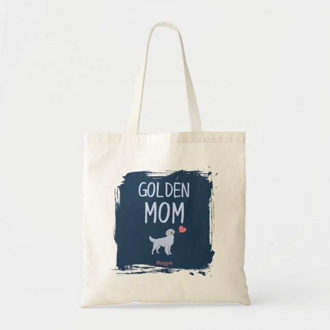 Bolsa tote de mãe do Golden Retriever com nome per (Frente)
