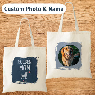 Bolsa tote de Mãe Golden Retriever com foto e nome