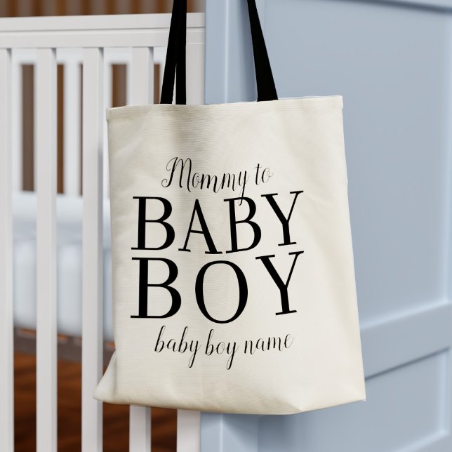 Bolsa Tote de Mãe para Nome de Bebê Menino (Just add your baby's name to this cute tote bag)