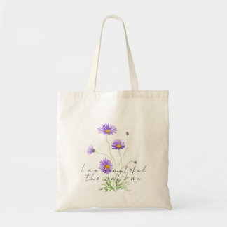 bolsa tote de margarida roxa pintada à mão
