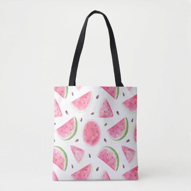 Bolsa Tote de Melancia Adorável em Aquarela (Frente)