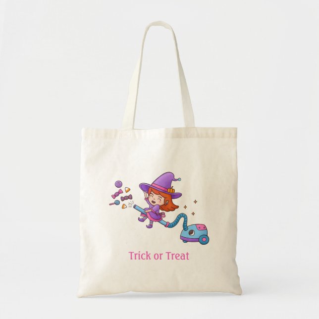 Bolsa Tote de Meninas com Bruxinha Fofa no Aspirad (Frente)