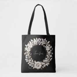 bolsa tote de moldura de flor de papel personaliza