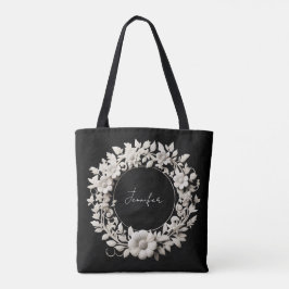 bolsa tote de moldura de flor de papel personaliza