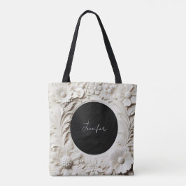 bolsa tote de moldura de flor de papel personaliza