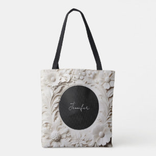 bolsa tote de moldura de flor de papel personaliza