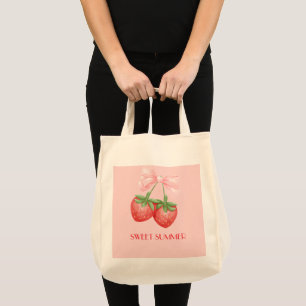 Bolsa tote de morango rosa