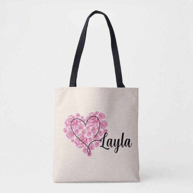 Bolsa Tote de Ombro Coração de Amor Floral (Frente)