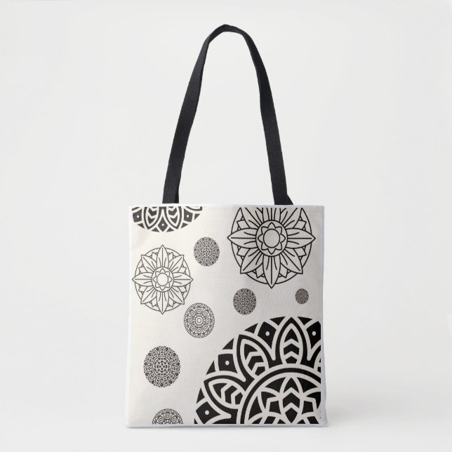 Bolsa Tote de Ombro em Arte de Mandala de Luxo (Frente)
