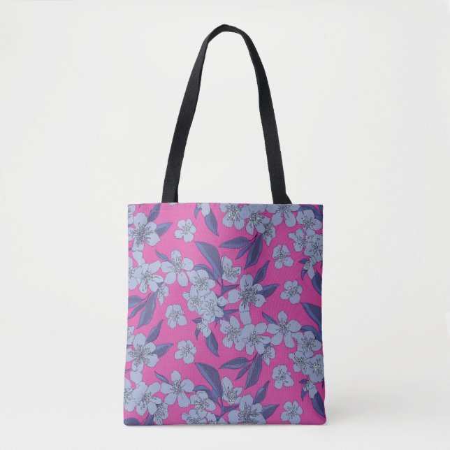 Bolsa Tote de Ombro Floral Rosa Ousado (Frente)