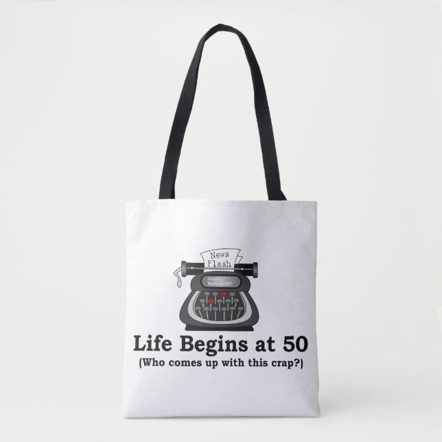 Bolsa Tote de Ombro Life Begins at 50 (Frente)