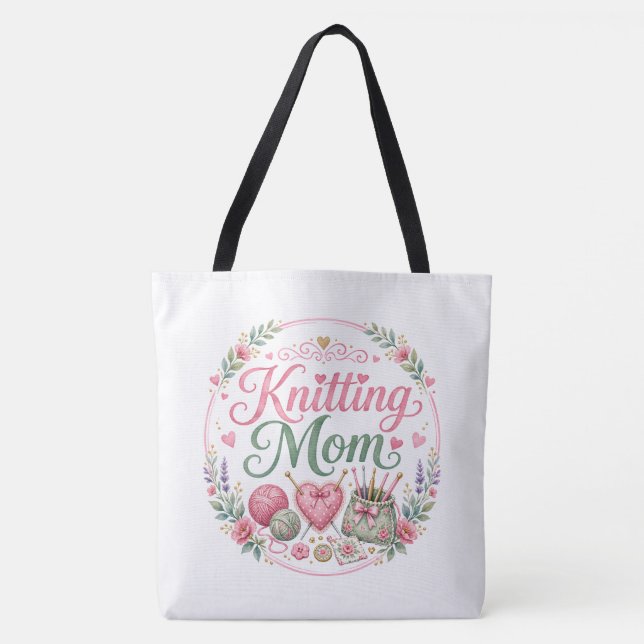 Bolsa Tote de Ombro para Mãe Tricoteira (Frente)
