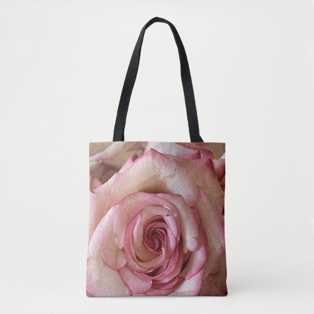 Bolsa Tote de Ombro Rosa Elegante com Dicas Branca (Frente)