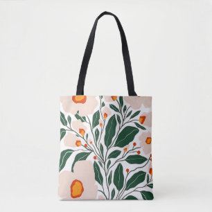 Bolsa Tote de Padrão Botânico Floral Minimalista