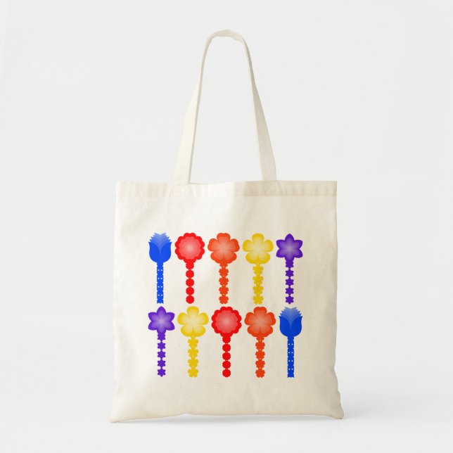 Bolsa Tote de Padrão de Flor Abstrata Vibrante (Frente)