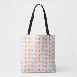 Bolsa Tote de Padrão de Flores Silvestres em Paste