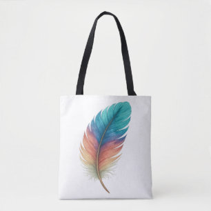 Bolsa Tote de Pena Colorida – Estilo de Arte Boho