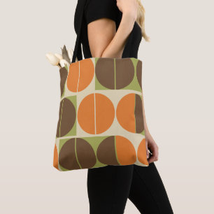 Bolsa Tote De repente Anos setenta Laranja Verde Marrom