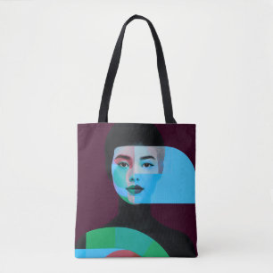 Bolsa Tote de Retrato Abstrato Moderno