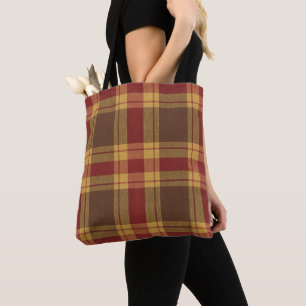 Bolsa Tote de Tecido Falso Xadrez de Outono