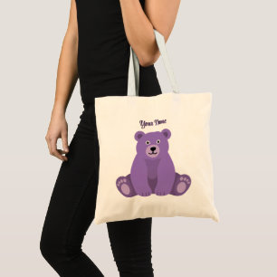 Bolsa Tote de Urso de Pelúcia Roxo Fofo Kawaii Sen