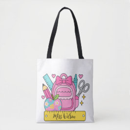 Bolsa Tote de volta à Escola Arco-íris Professor Vida