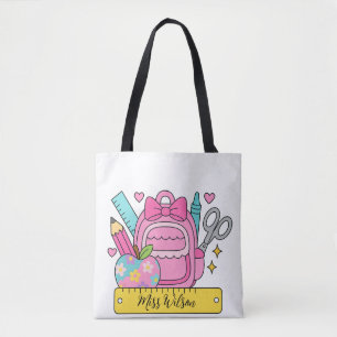 Bolsa Tote de volta à Escola Arco-íris Professor Vida