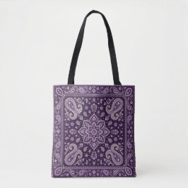 Bolsa Tote de Xadrez Roxo Bandana | Bolsa de Mão