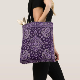 Bolsa Tote de Xadrez Roxo Bandana | Bolsa de Mão