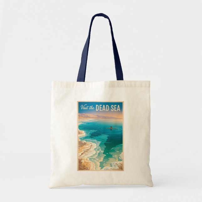 Bolsa Tote Dead Sea Illustration Travel Art Vintage (Frente)