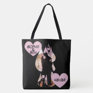 Bolsa Tote Debaixo do Guarda-Chuva: Casal Romântico Beijando