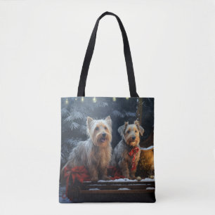 Bolsa Tote Decência de Natal de Terrier Snowy Sleigh