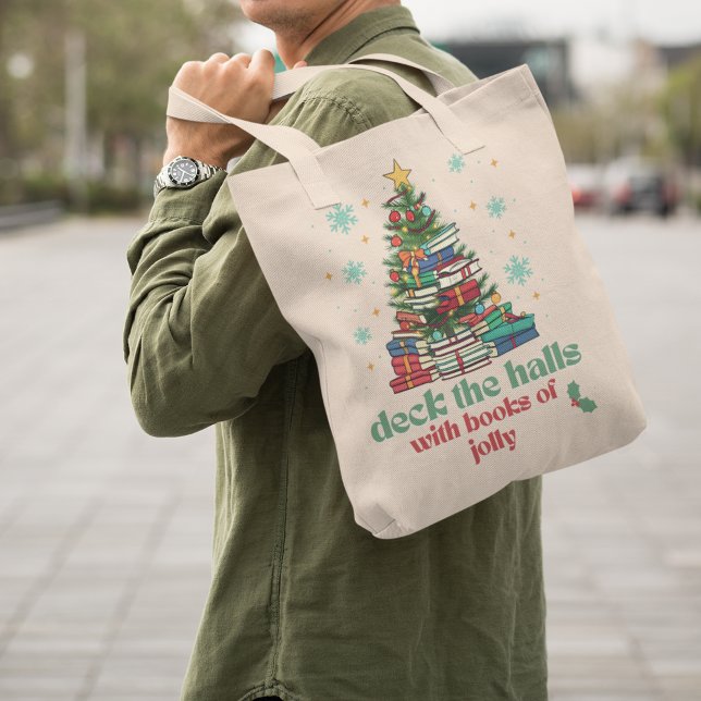 Bolsa Tote Deck The Halls com Livros de Natal Jolly (Criador carregado)