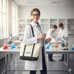Bolsa Tote Declaração de Texto de Professor Personalizada Cus