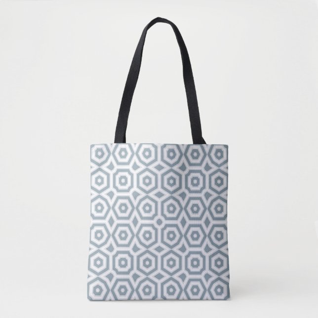 Bolsa Tote deco geométrico de cinzas brancas (Frente)
