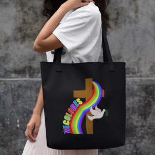 Bolsa Tote DeColores Cursillo Rainbow com Cross and Peace Do