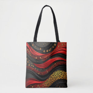 Bolsa Tote Decoração Abstrata Dramática Fluindo Vermelho Pret