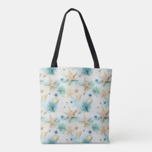 Bolsa Tote Decoração Costeira Inspirada no Oceano com Estrela