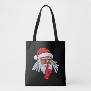Bolsa Tote Decoração de festa de Natal do Papai Noel afro-ame