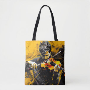 Bolsa Tote Decoração de pintura de música do Violin Player