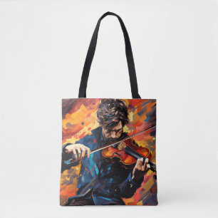 Bolsa Tote Decoração de pintura de música do Violin Player