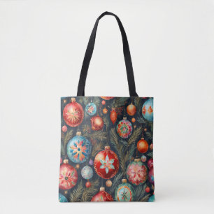 Bolsa Tote Decoração Floral do Natal Folksy