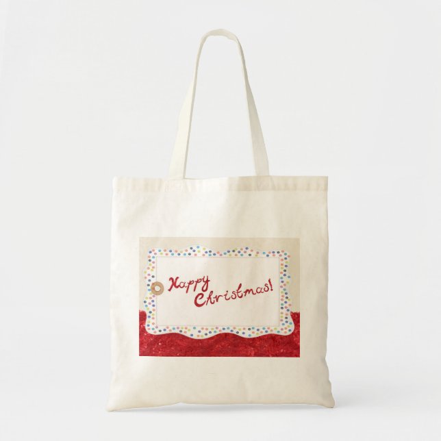 Bolsa Tote Decoração Personalizada Alegre Natal Espiral (Frente)