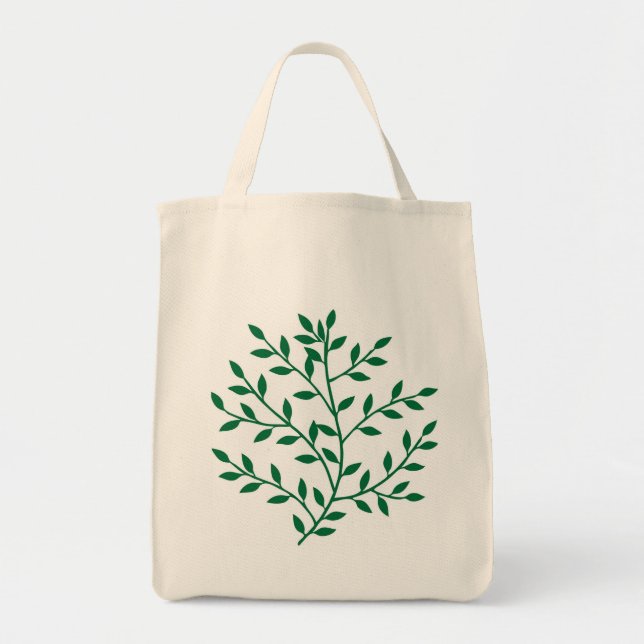 Bolsa Tote Decoração verde das folhas verdes do galho (Frente)