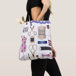 Bolsa Tote Decoração Vintage Sewing & Seamstress