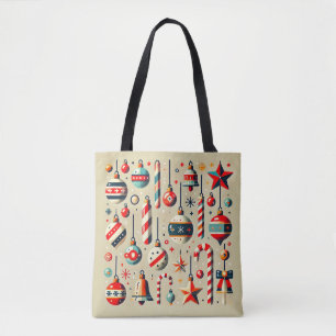 Bolsa Tote Decorações Festivas de Natal com Enfeites