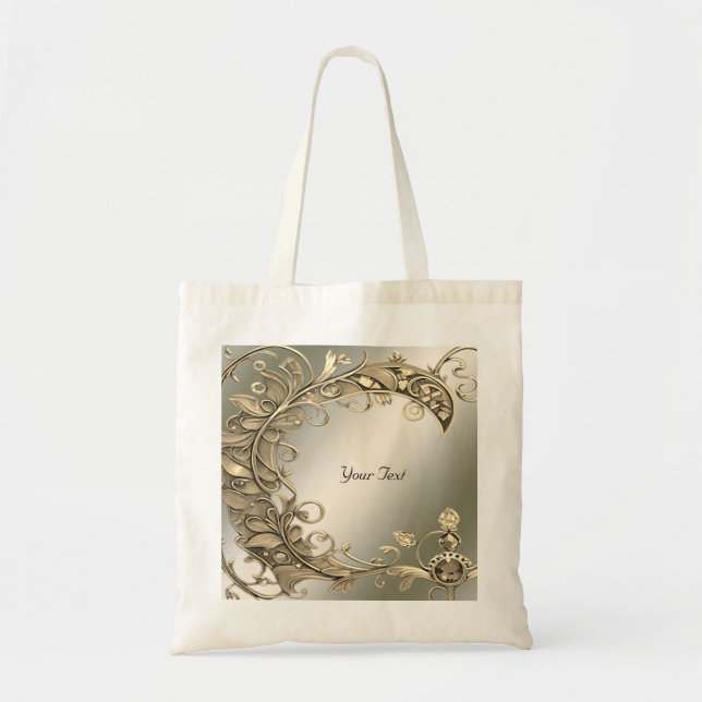 Bolsa Tote Decorativa Dourada Moderna Elegante (Frente)