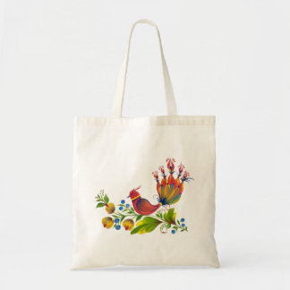 Bolsa Tote Decorative Bird with Flowers & Berries